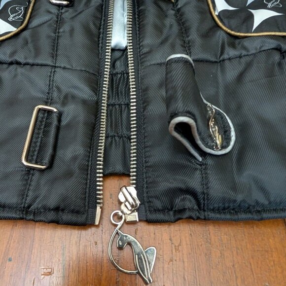 Vintage Baby Phat Bomber Puffer Jacket XL Y2K White Black Striped Spell Out Logo - Picture 12 of 16